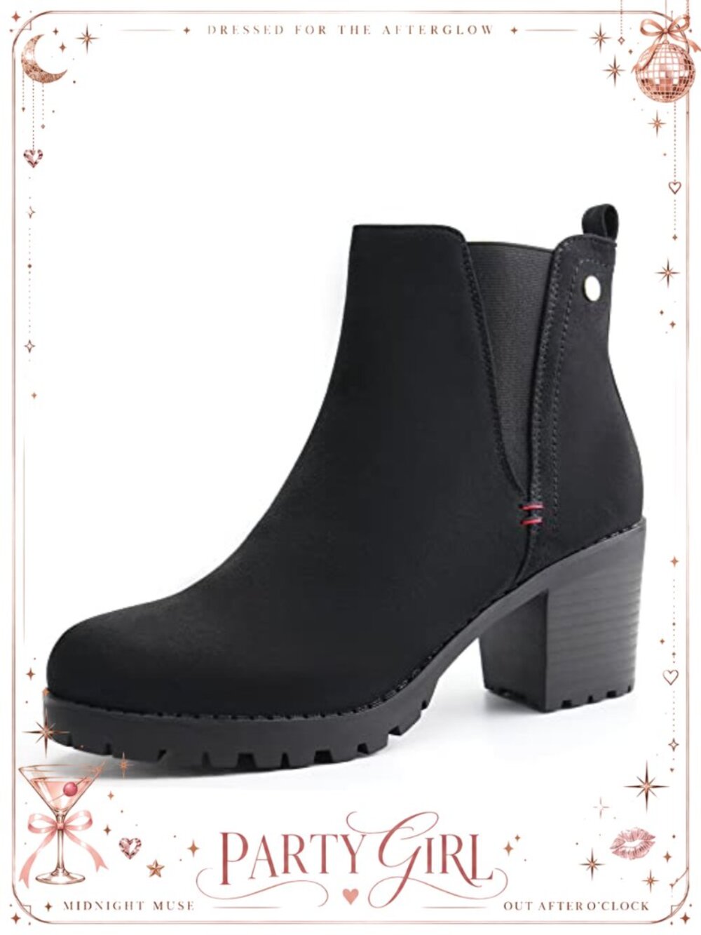Womens Suede Chelsea Boots Block Heel Slip On Ankle Booties